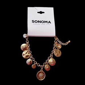⭐️3/$25⭐️ Sonoma Rhinestone Hamsa Star Gold Tone Charm Bracelet NWT